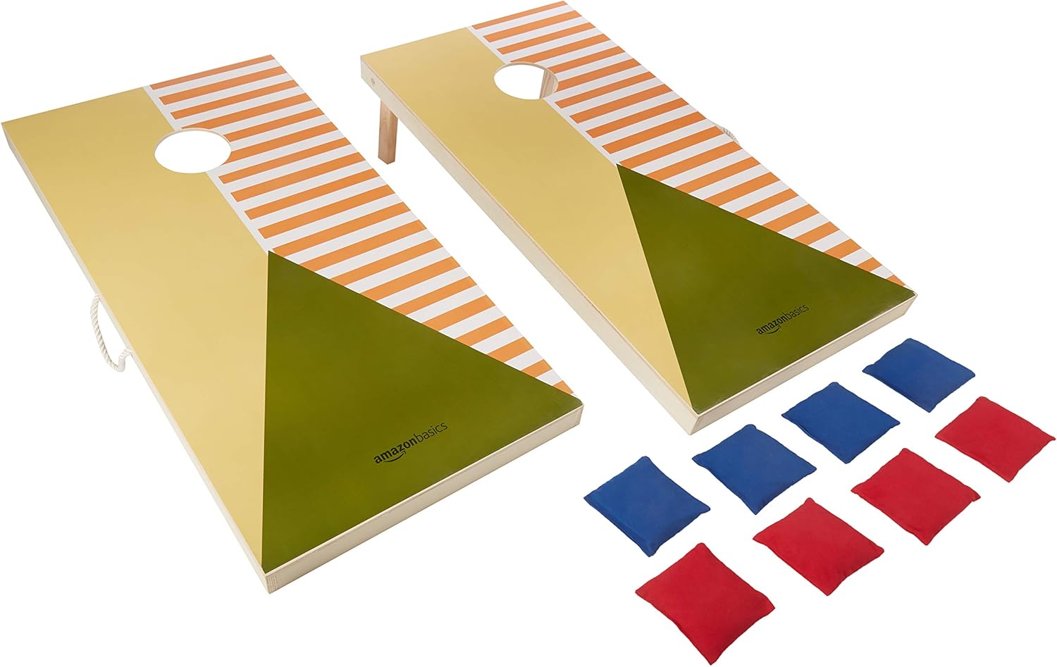 Amazon Basics Wooden Cornhole Set, Full Size, Blue,Red Sports & Outdoors