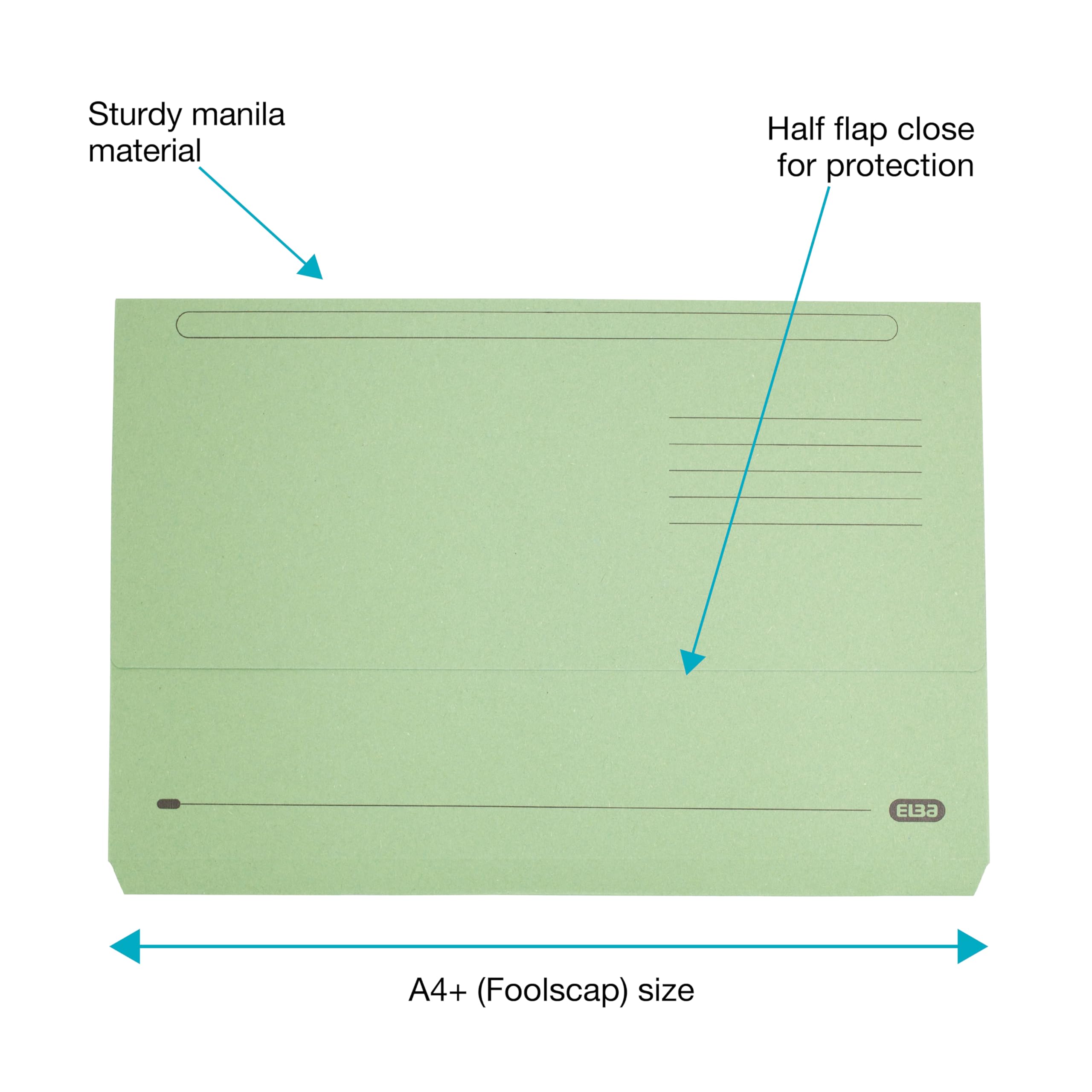 Elba A4+ Document Wallets, Assorted Colours - Pack of 25 Foolscap Folders with Tuck-in Flap, 300 Sheet Capacity, Heavyweight Paper Filing for Office & School - Image 2
