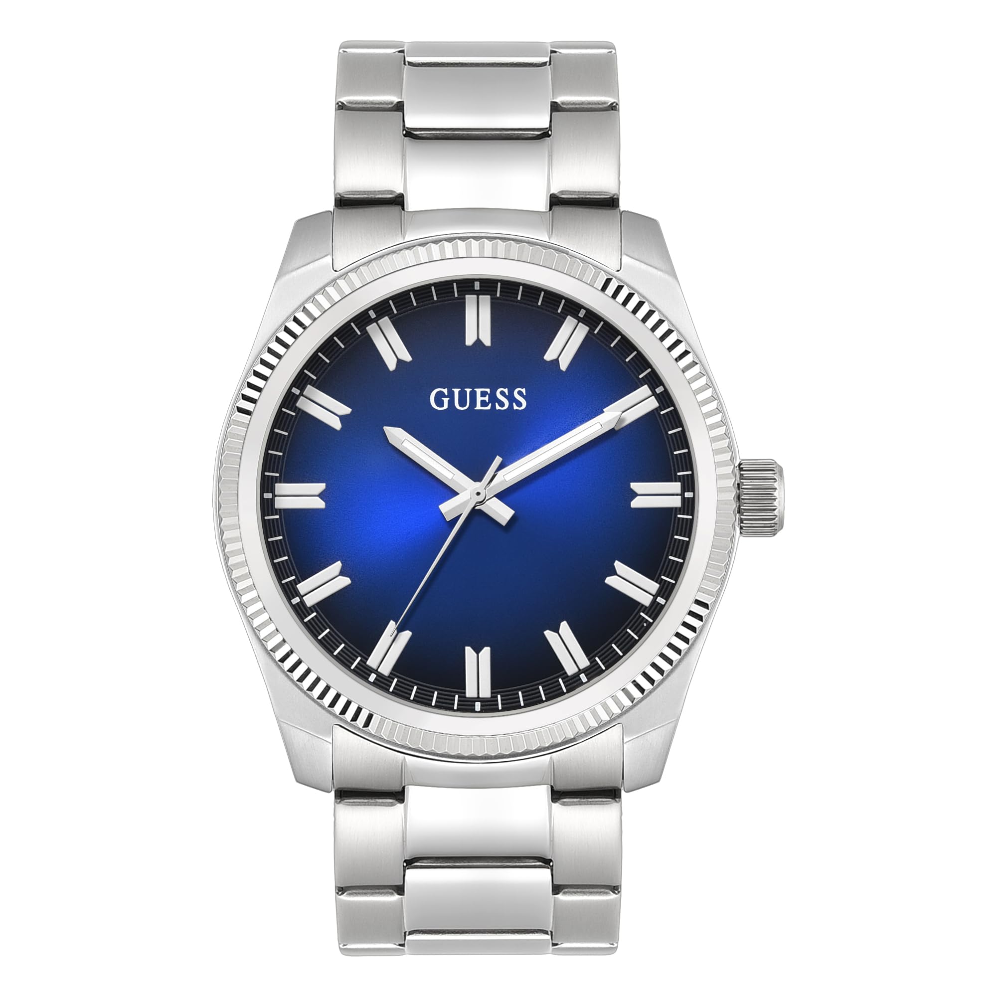 Guess Huck U1485G1M - Reloj analógico redondo de 44 mm con esfera azul para hombre