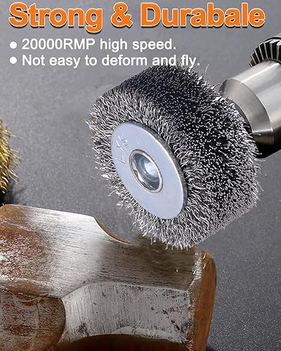 Miniatura 5 de Rocaris - Paquete de 2 cepillos de alambre para rueda de alambre para accesorio de taladro, cepillos de alambre resistentes de 2 pulgadas,