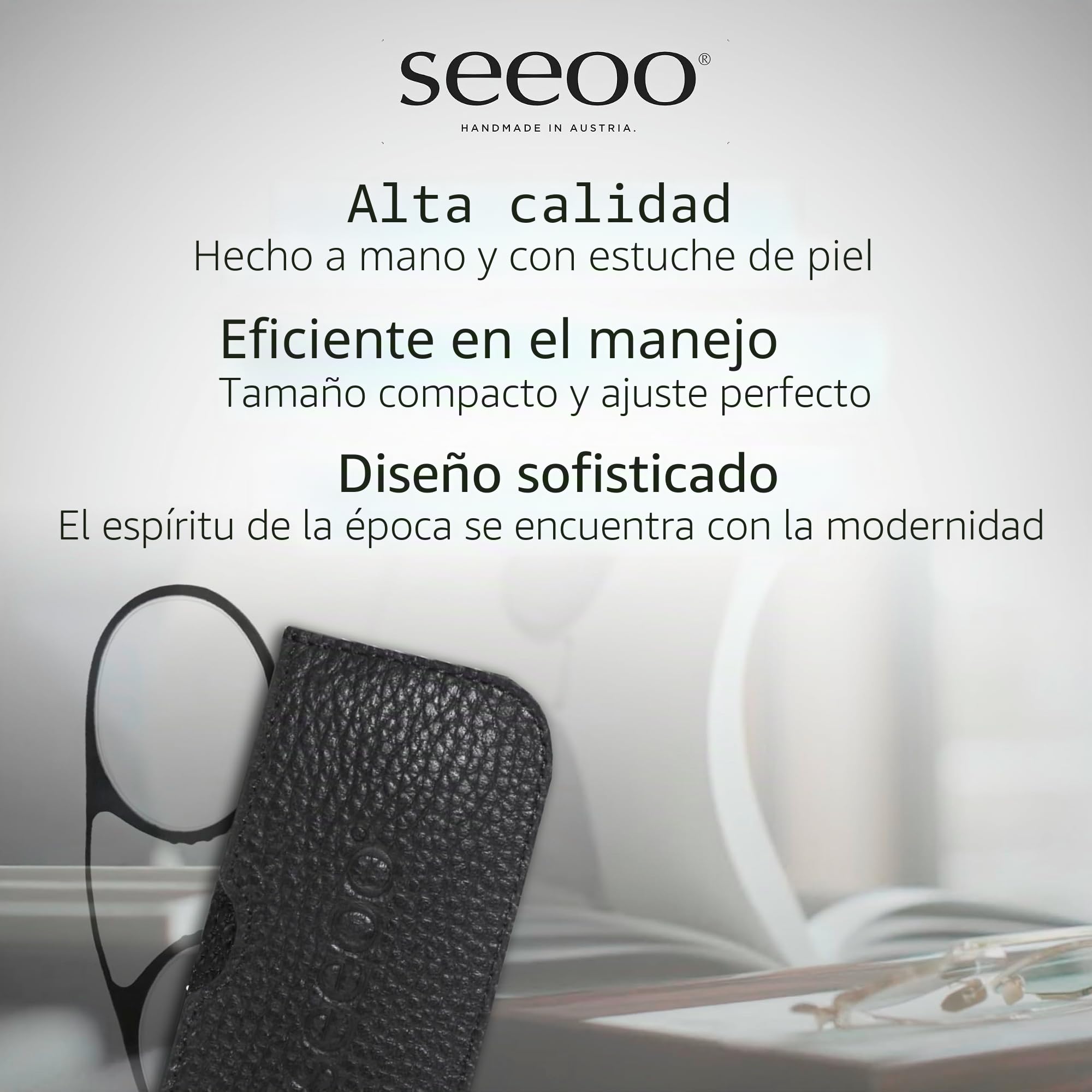 seeoo One – Gafas de lectura compactas sin aros de 1.50, 2.00, 2.50 – Ideal para viajes y viajes, incluye funda, ligera y portátil, perfecta para el día a día
