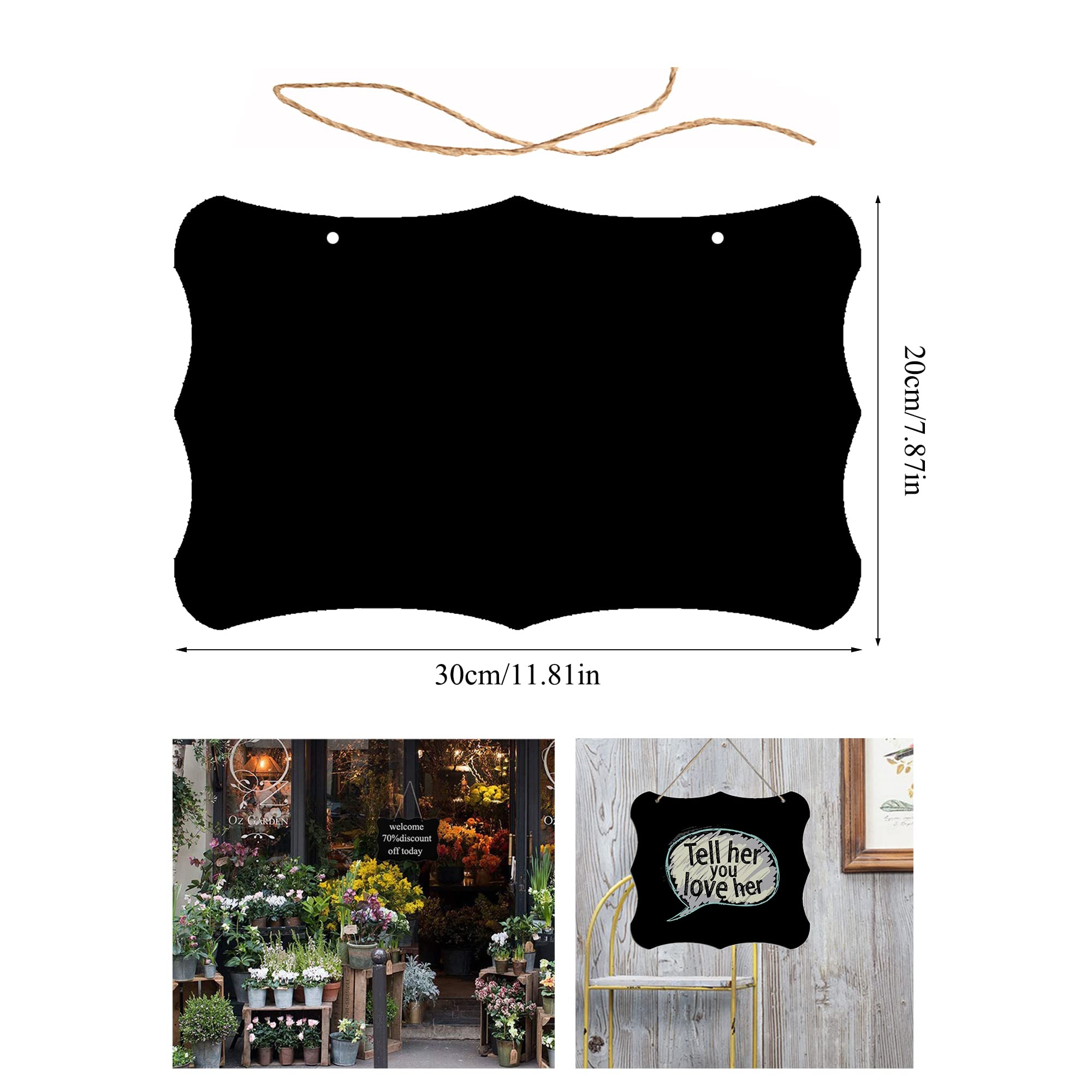 Mini Tableau Noir Double Face - Ardoise Suspendue Avec Craies - Déco Mariage, Café, Boutique