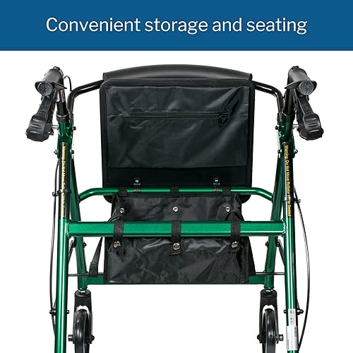 Miniatura 5 de McKesson Andador con asiento y ruedas, ligero, aluminio, capacidad de peso de 300 libras, verde, 1 unidad
