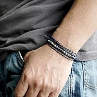 Vista 355 de Handmade Natural Stone Beaded Healing Bracelet Gift for Men Adjustable Rope String Bracelet