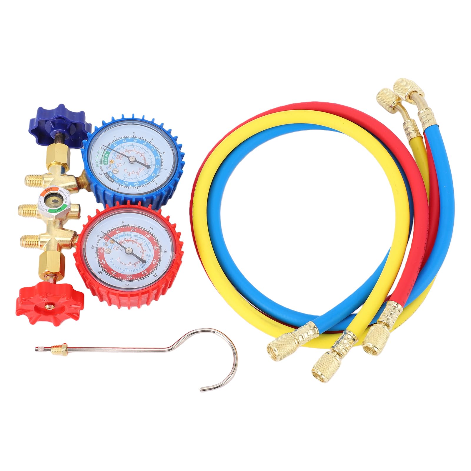 HUIOP Set manometri refrigerante Strumenti per Aria condizionata con Tubo e Gancio per R12 R22 R404A R134A