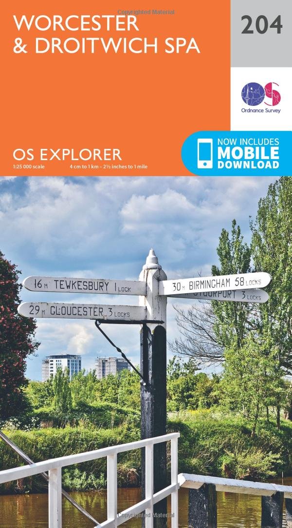 Worcester & Droitwich Spa Map | Severn Way | Ordnance Survey | OS Explorer Map 204 | England | Walks | Hiking | Maps | Adventure