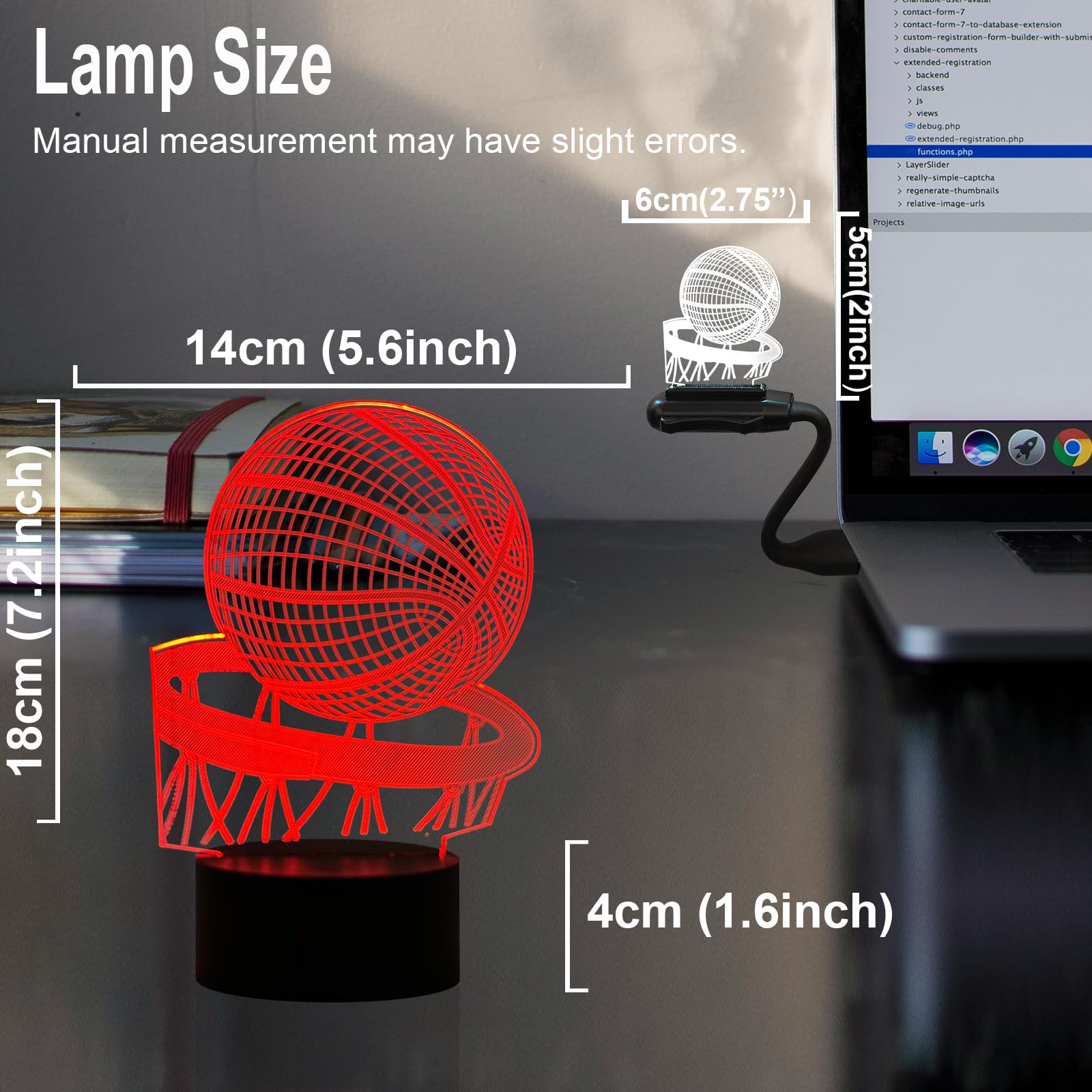 3D Basketball Night Light - 16 Color Changing LED Table Lamp With Remote & Touch Control