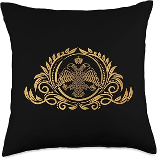 Byzantine Eagle - Eastern Orthodox Christian Faith Icon Gold Throw Pillow