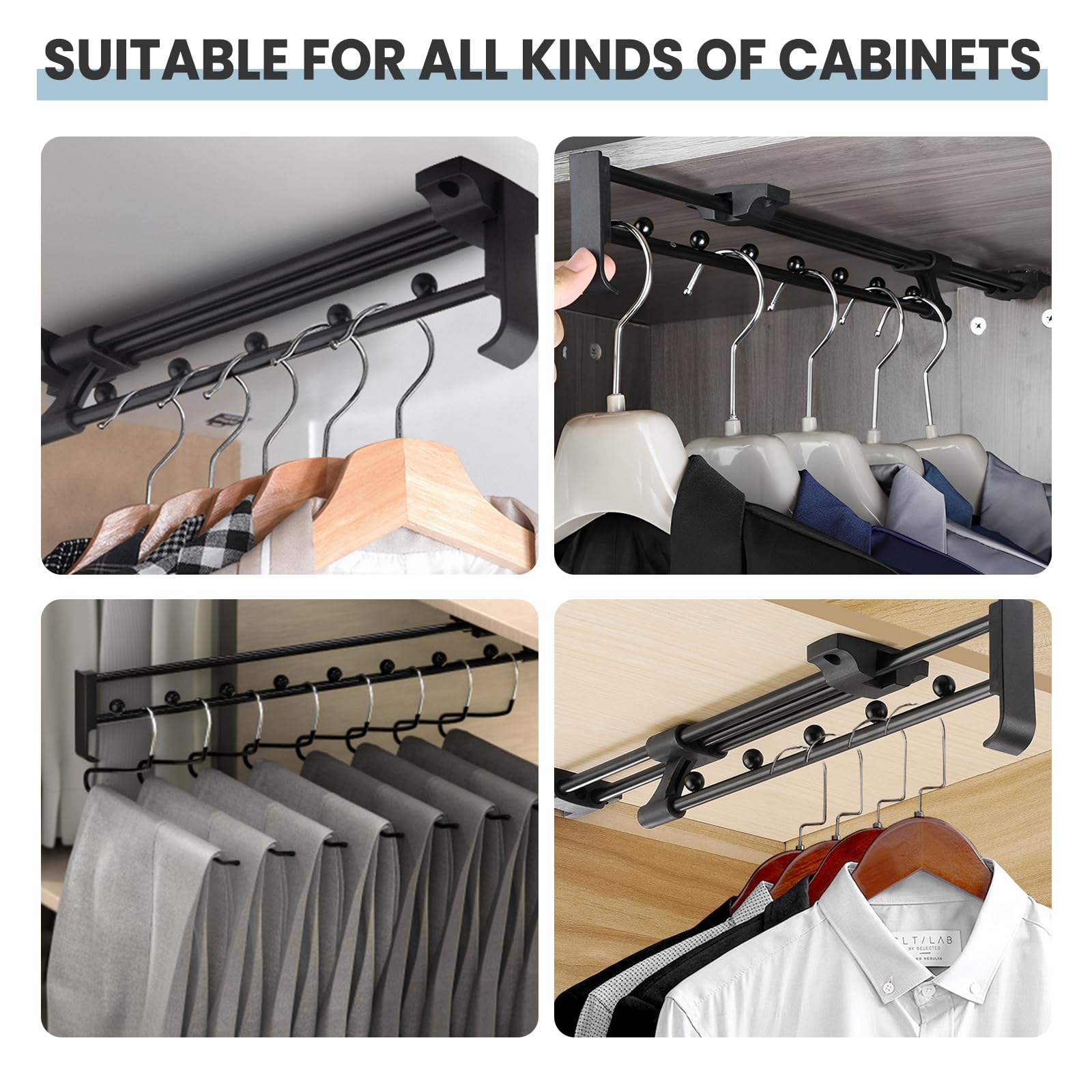 2 Pezzi Asta Appendiabiti Telescopica Estensibile Per Armadi | Fino A 39cm | Acciaio E Plastica - Foto 11