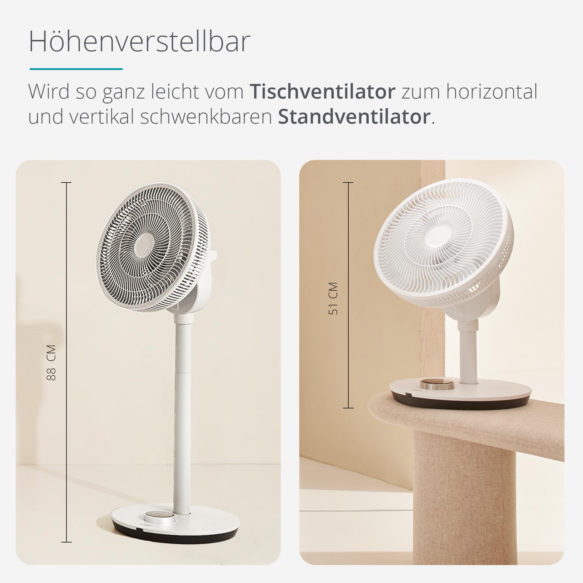Duux Whisper Flex Smart Stand Fan, Height Adjustable Fan 51-88 cm 