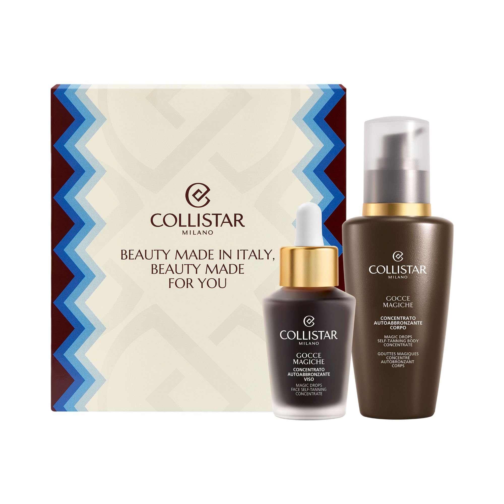 Collistar Set de regalo para mujer Gocce Magiche Autobronceador Cara 30ml + Cuerpo 125ml Set Autobronceador para Mujer Bronceado Natural Intenso Antimanchas Hidratante Larga Duración