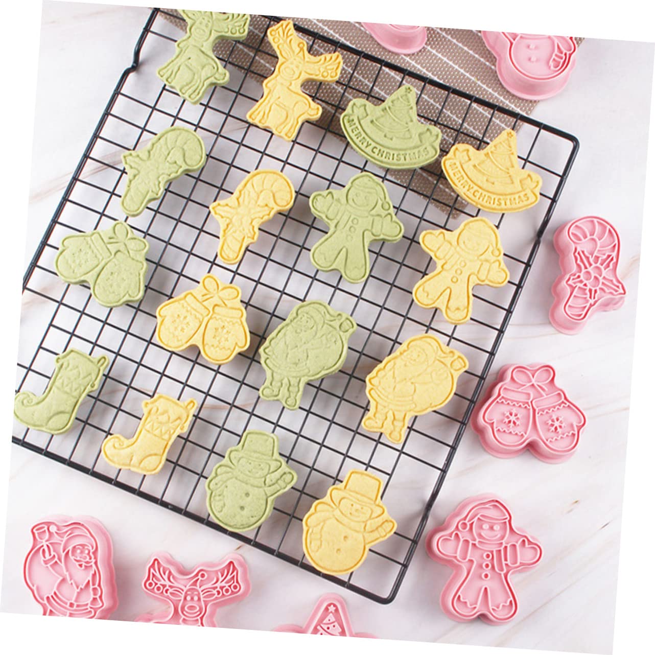 PRETYZOOM 4 Sätze Keksform Lebkuchen Keksschneider Gold Bausatz Baum Christmas-decorations Christmas Decoations Keksausstecher Aus Kunststoff Backzubehör Für Weihnachten Pp Rosa 8 Stück * 4
