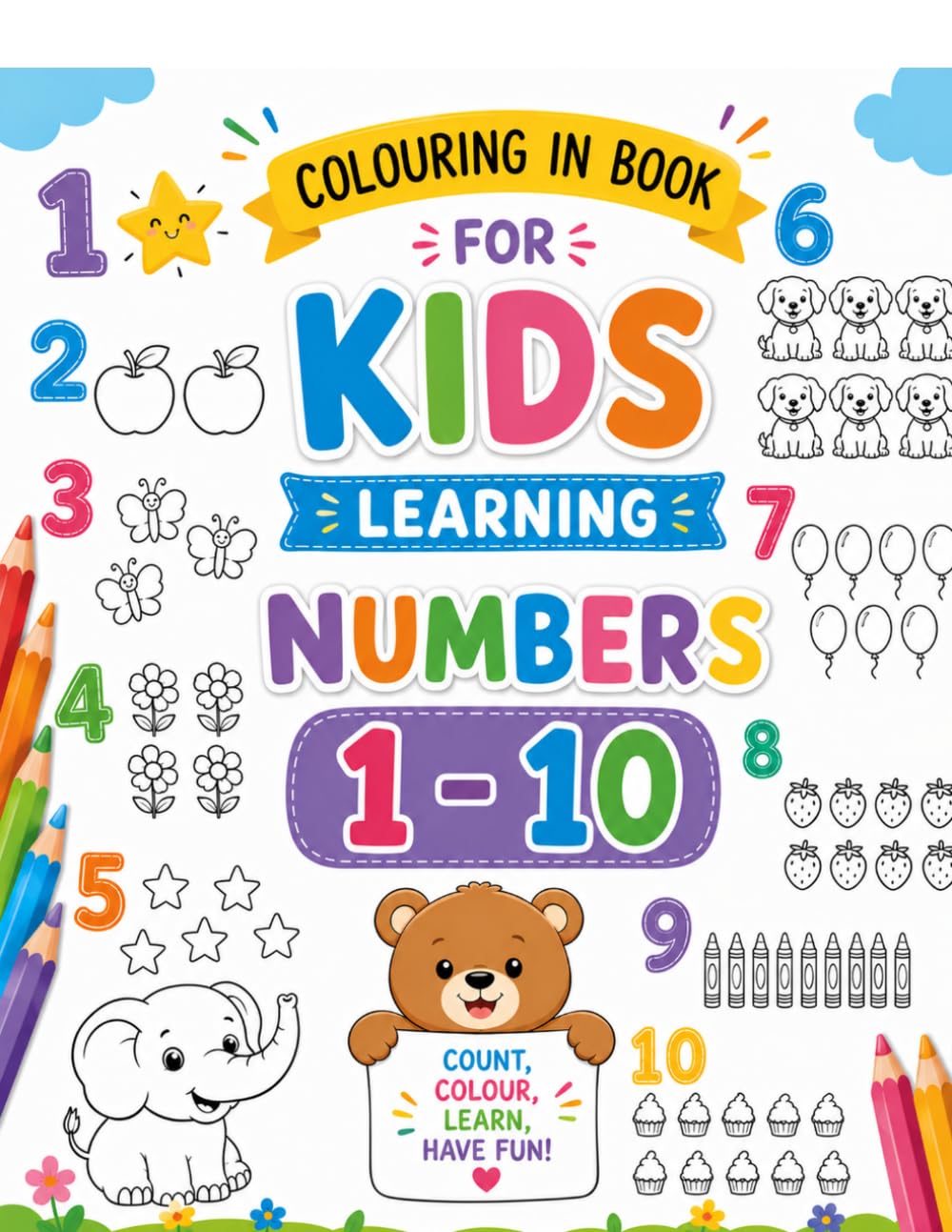 Coloring in Book for Kids: Learning Numbers