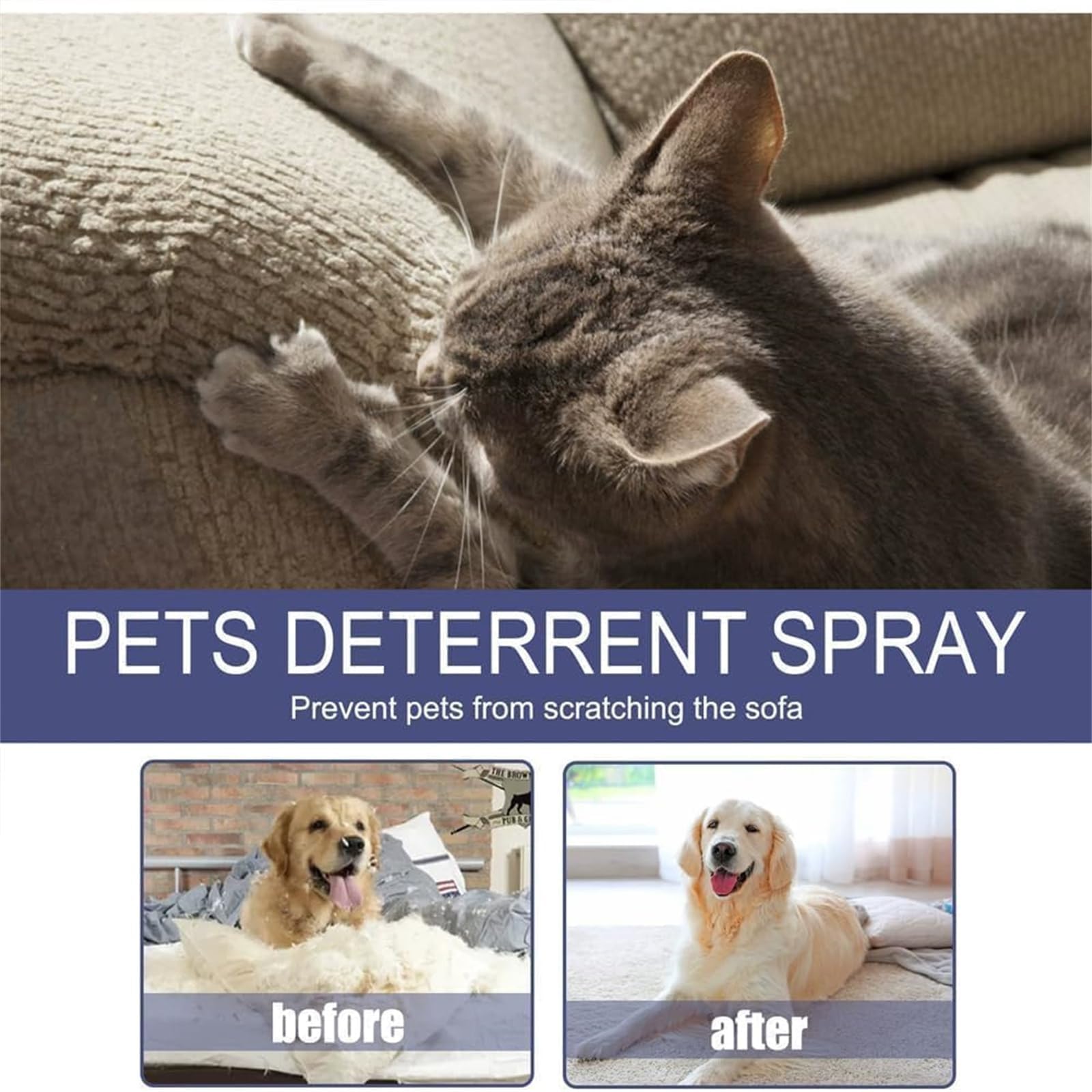 Spray repellente per gatti agli agrumi, antigraffio per mobili, per interni ed esterni, ad azione rapida, per l'addestramento comportamentale e la protezione dei mobili