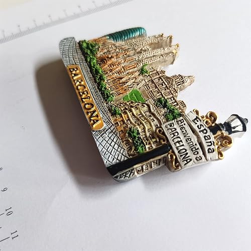 Miniatura 3 de 3D Barcelona España emblemático imán de nevera regalo de recuerdo, resina hecha a mano Barcelona imán nevera hogar y cocina decoración colección