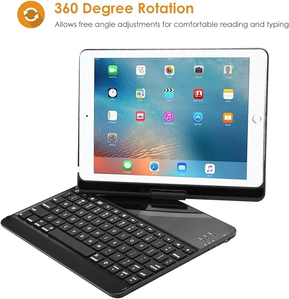 ProCase 360 Backlit Keyboard Case for iPad 9.7 (6th/5th Gen/Air 2/1),Black