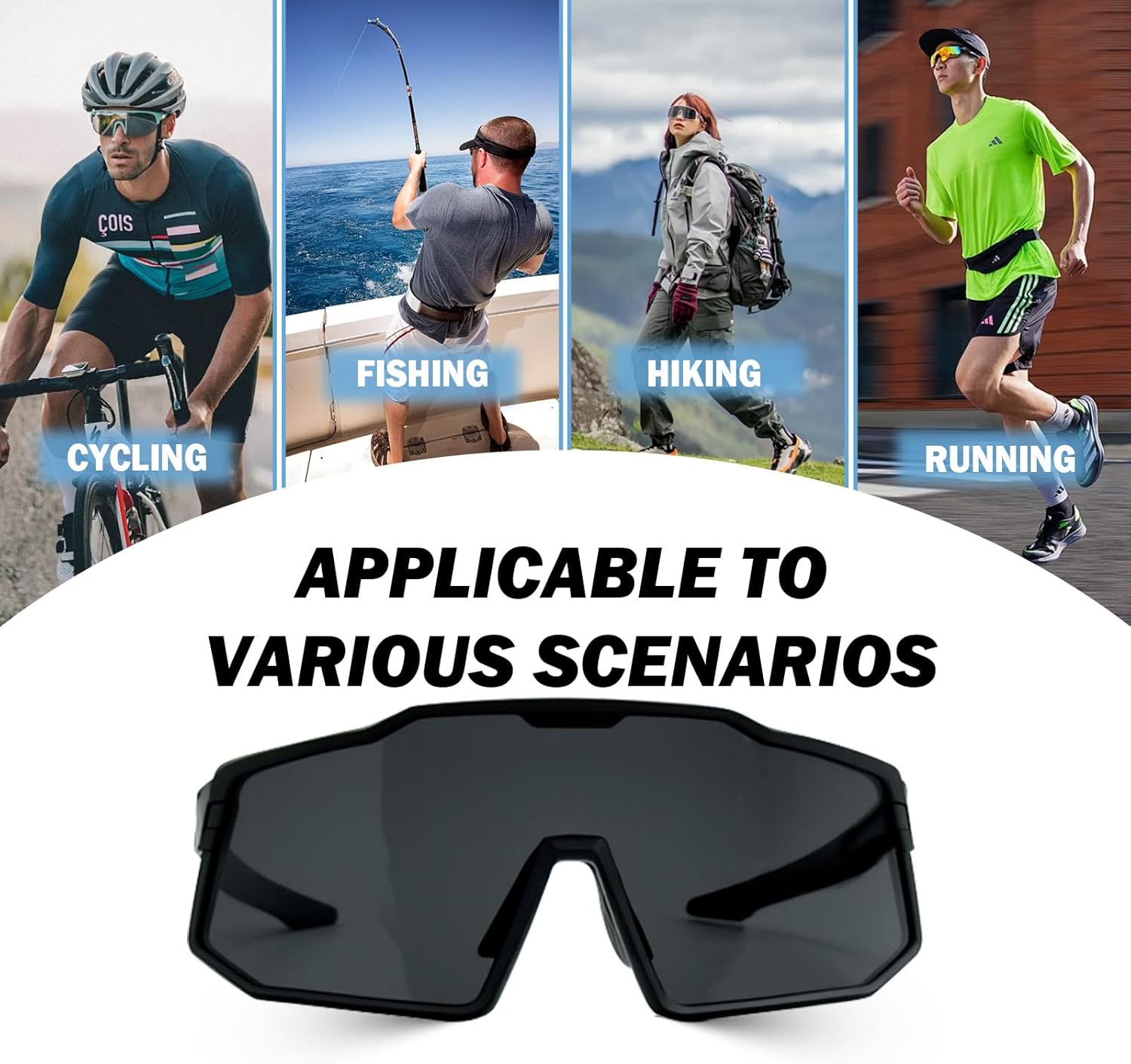 Polarized Sports Sunglasses for Men Women, UV Protection, Lightweight Goggles for Driving Fishing Cycling Running - Image 2