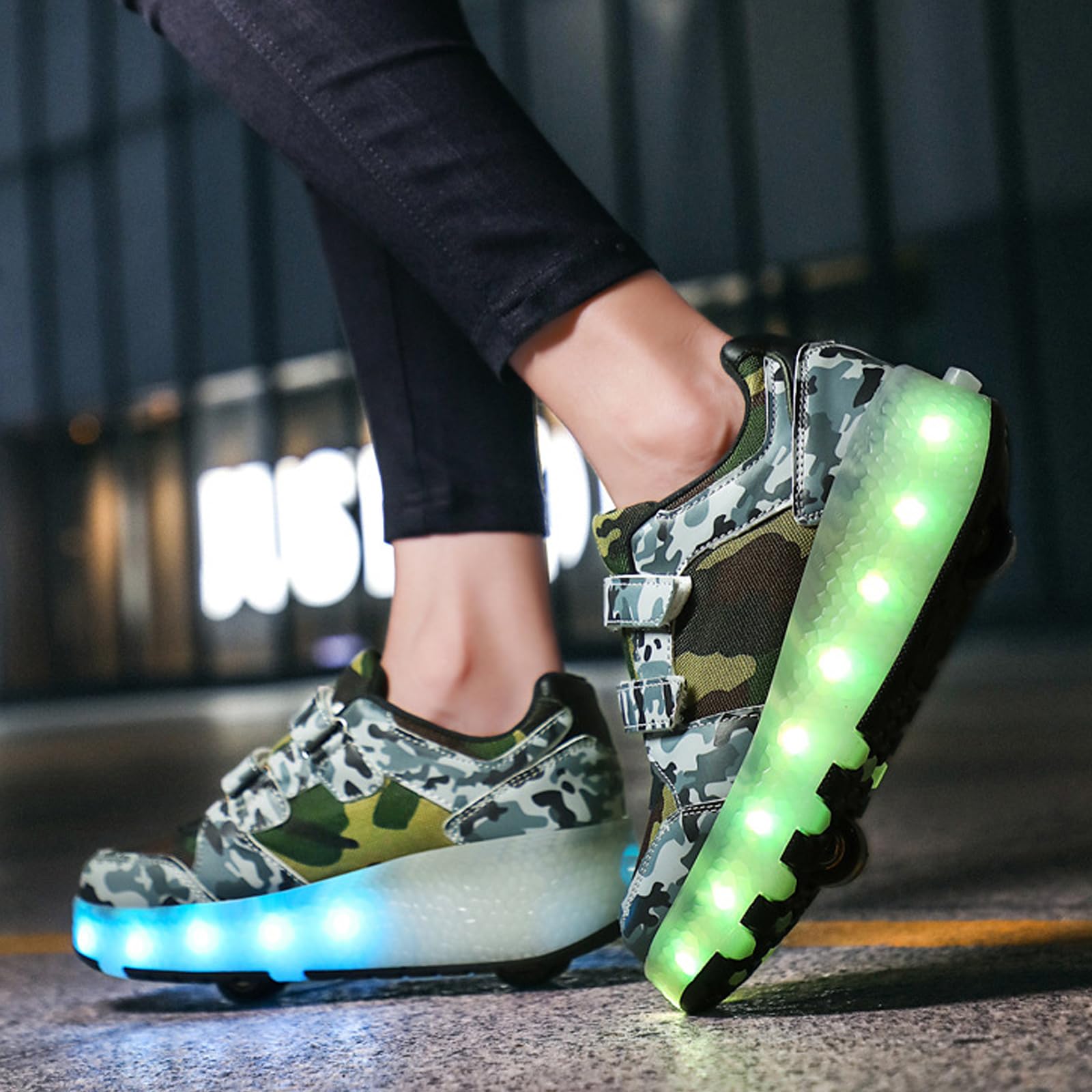 Hixingo Chaussure à Roulette pour Enfants, Patins à Roulettes avec Roues LED, Chaussures de Skateboard à Crochet et Boucle
