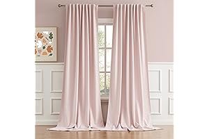 DUALIFE Solid Back Tab and Rod Pocket Curtains - Baby Pink Blackout...
