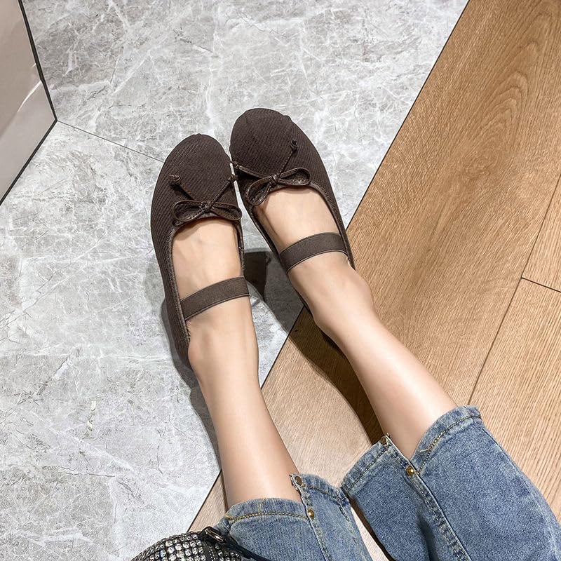 Women's Bow Round Toe Ballet Flats Slip On Comfortable Dressy Business Dance Flats Walking Shoes2