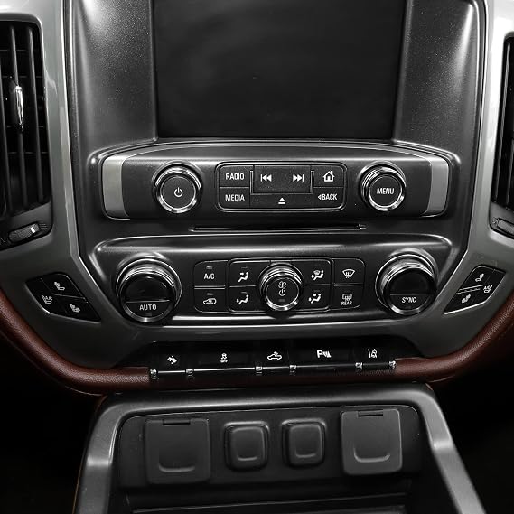 Voodonala for Silverado Radio AC Knobs Air Conditioner Switch Button Center Console Switch Knob Cover Trim for 2014-2018 Chevy Silverado GMC Sierra Accessories Aluminum Alloy, Black 8pcs
