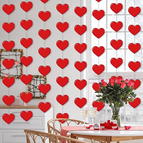Capoda 8 piezas de decoraciones de fiesta del día de San Valentín, guirnaldas de papel con forma de corazón para San Valentín, bodas, aniversarios,