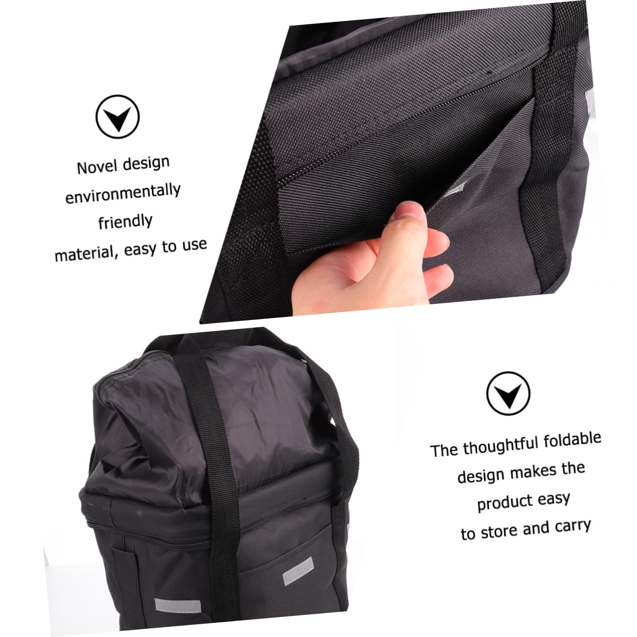 ibasenice Cestino Bici Pieghevole Oxford Nero capacità Ampia e Struttura Sottile in Alluminio, Resistente e Elegante per Bicicletta Elettrica