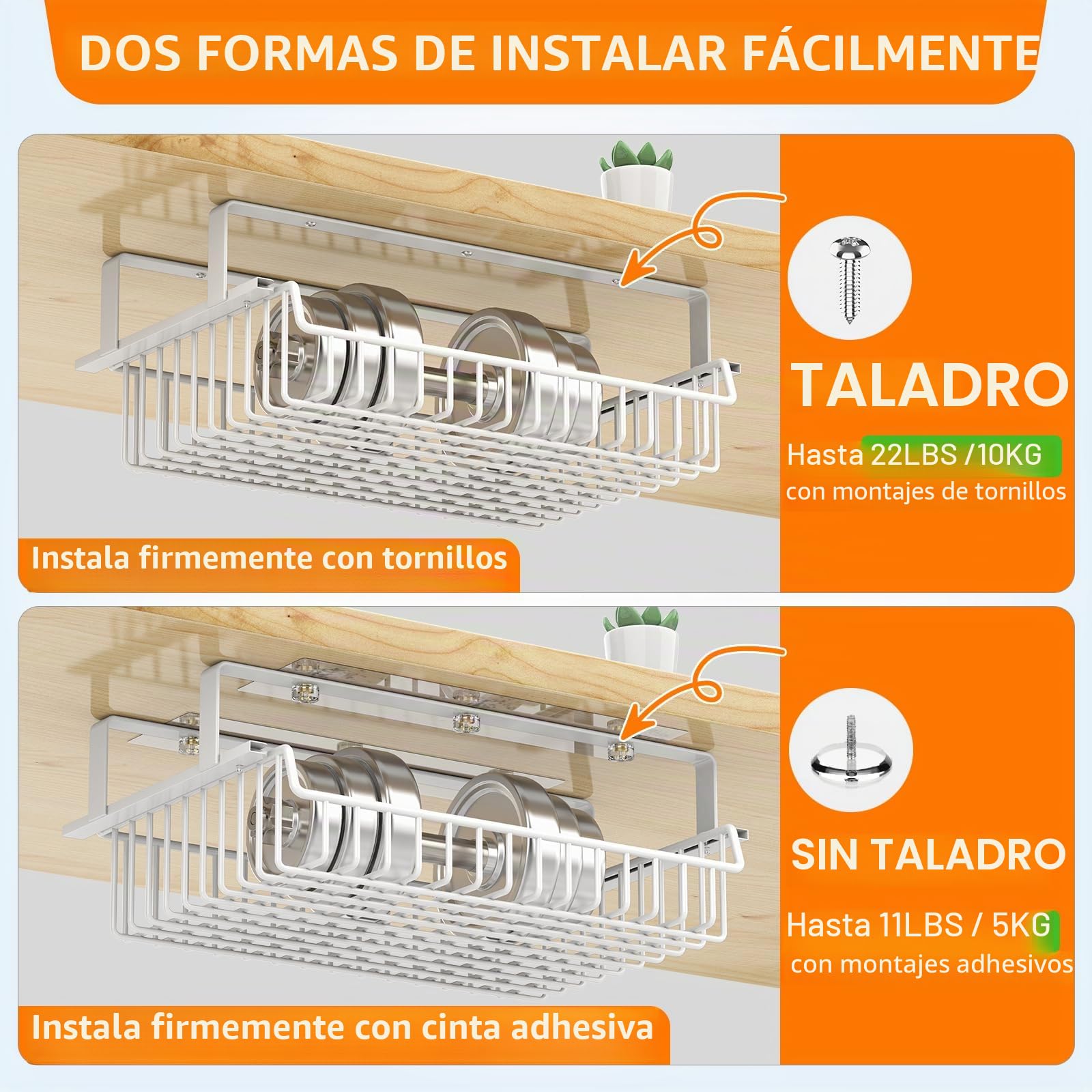 ENONCI Cajones Debajo del Escritorio, Organizador de Escritorio Oculto de Metal, Cajón Debajo de la Mesa Organizador de Gran Capacidad para Oficina Hogar Escuela, Blanco