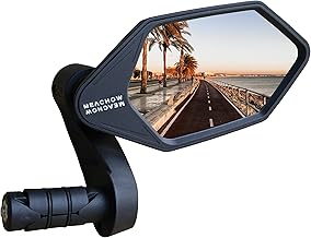 MEACHOW 2021 New Handlebar End Bike Mirror, Crystal UHD Glass Lens, E-Bike Mirror, Anti-Scratch, Safe Rear View Mirror(Blue Right Side) ME-022RB