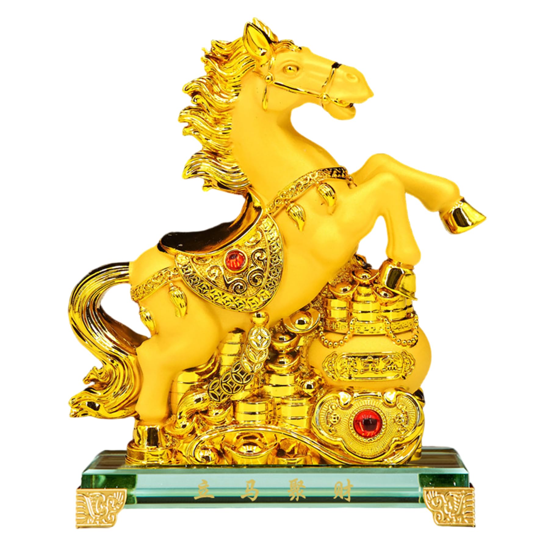 Otbushit Feng Shui Decor Golden Chinese Zodiac Horse Figurine Statue for Luck & Wealth Chinese New Year 2026 Home Office Decor