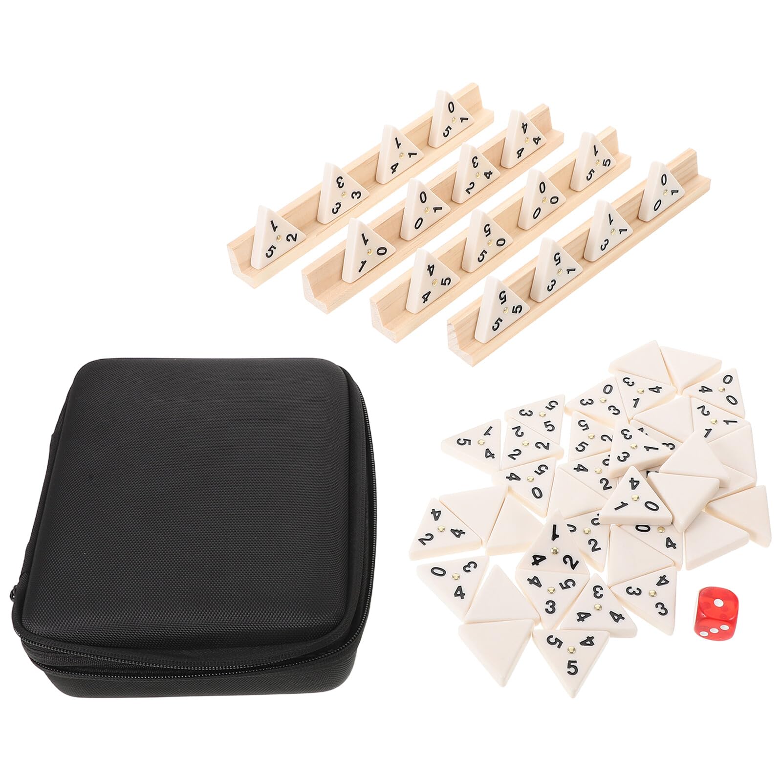 GALPADA Gioco Domino in Legno Triangolare per Adulti con Custodia da Viaggio Gioco da Tavolo Strategico Familiare Tessere per Intrattenimento Portatile
