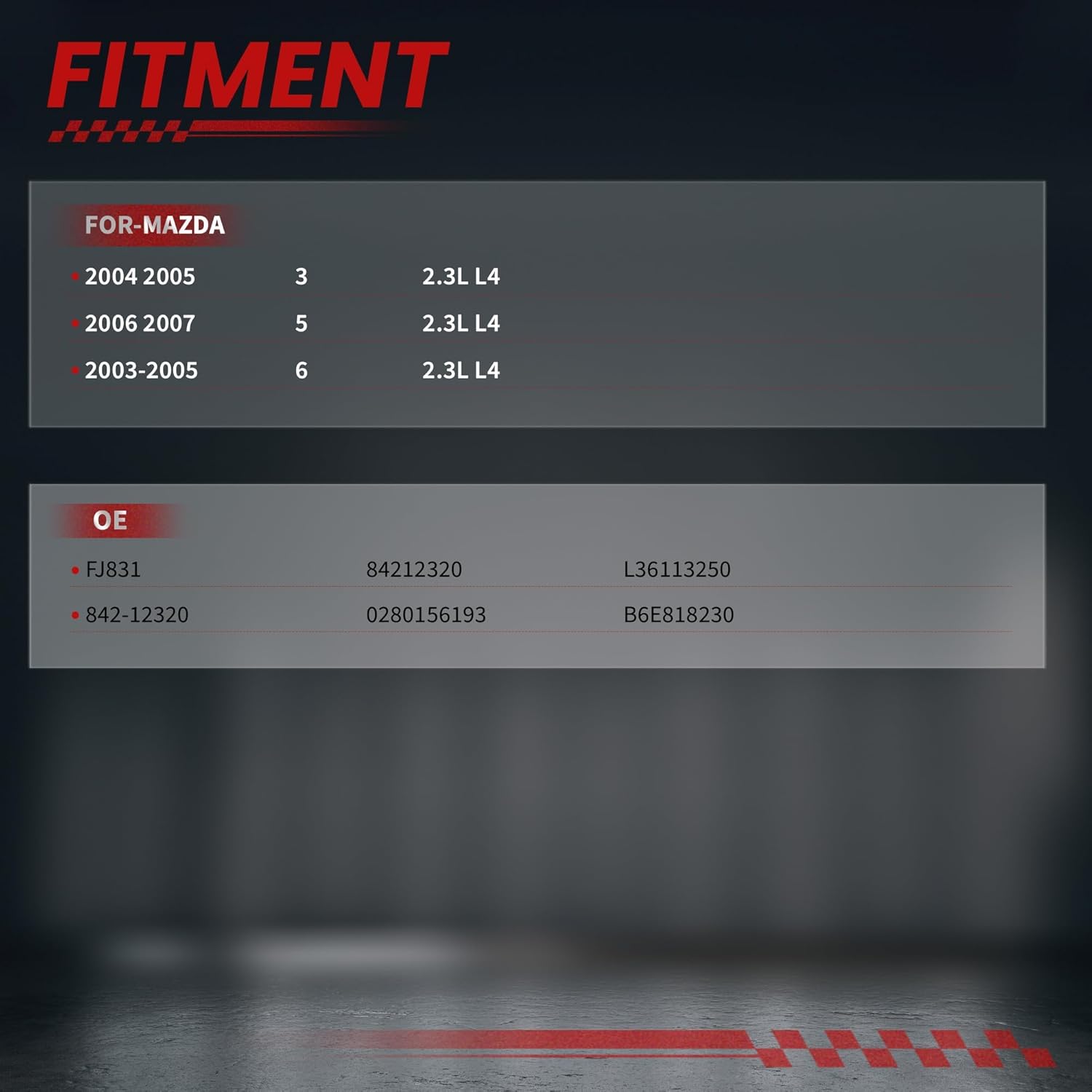 Fuel Injectors fits for/Mazda 3 2004 2005 2.3L L4, for/Mazda 5 2006 2007 2.3L L4, for/Mazda 6 2003 2004 2005 2.3L L4 OE Replacement 0280156193 ‎FJ831 84212320, 4PCS