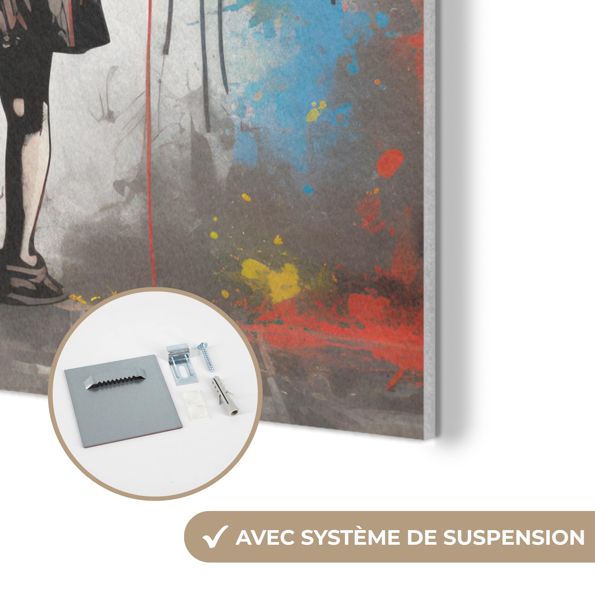 MuchoWow© Décoration en Feutre Murale Design 60x90 cm Élément Déco Chambre Salon Maison Cuisine Moderne Fille - Art - Parapluie - Graffiti - Couleurs - Mur