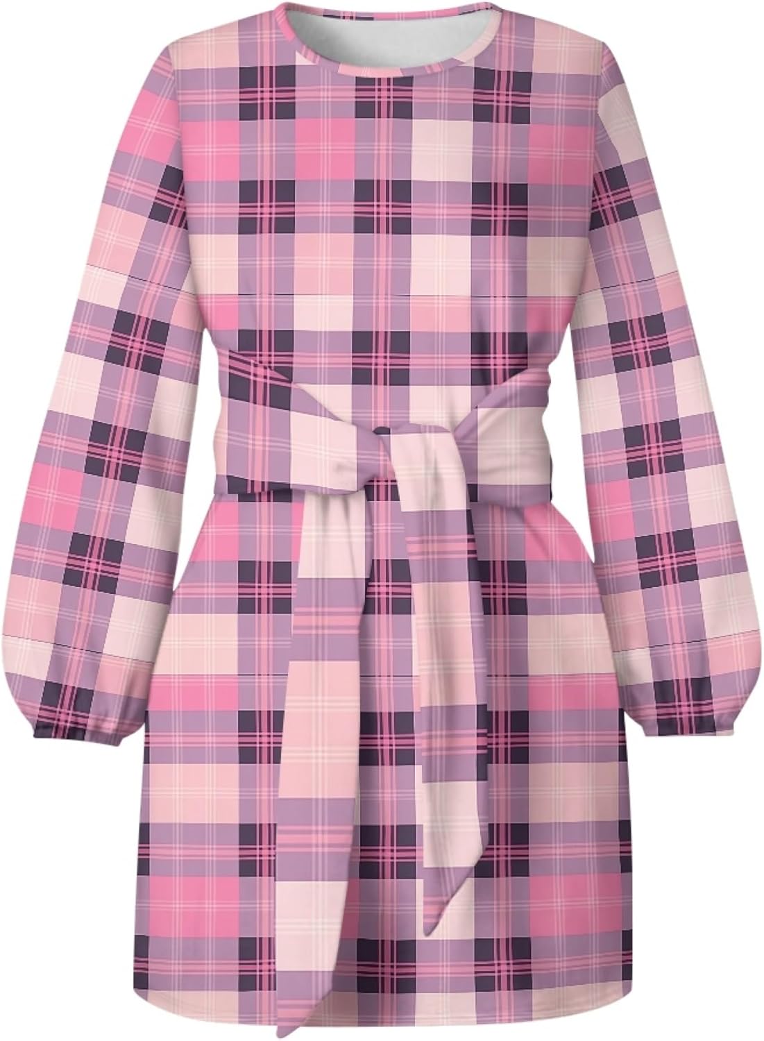 Lantern Long Sleeve Tie Waist Floral Boho Casual Dress A Line 2025 Summer Fashion Swing Flowy Mini Dresses - Image 6