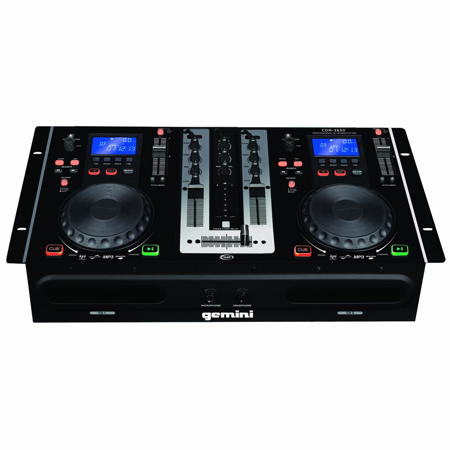 gemini CDM−3650 DJ CD MIXING CONSOLE CDJ Gemini CDM-3650 Dual CD Mixing Console | Guitar Center