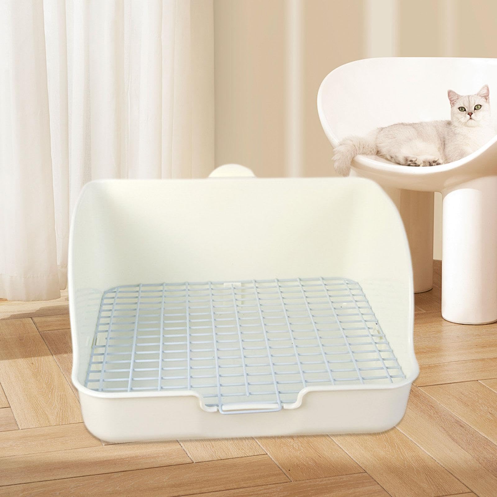 Kaninchentoilette Eckkäfigtoilette Kaninchen Töpfchen Kleintierklo Und Hasentoilette Als Platzsparendes Design für Die Käfigecke für Chinchillas Igel, Weiß