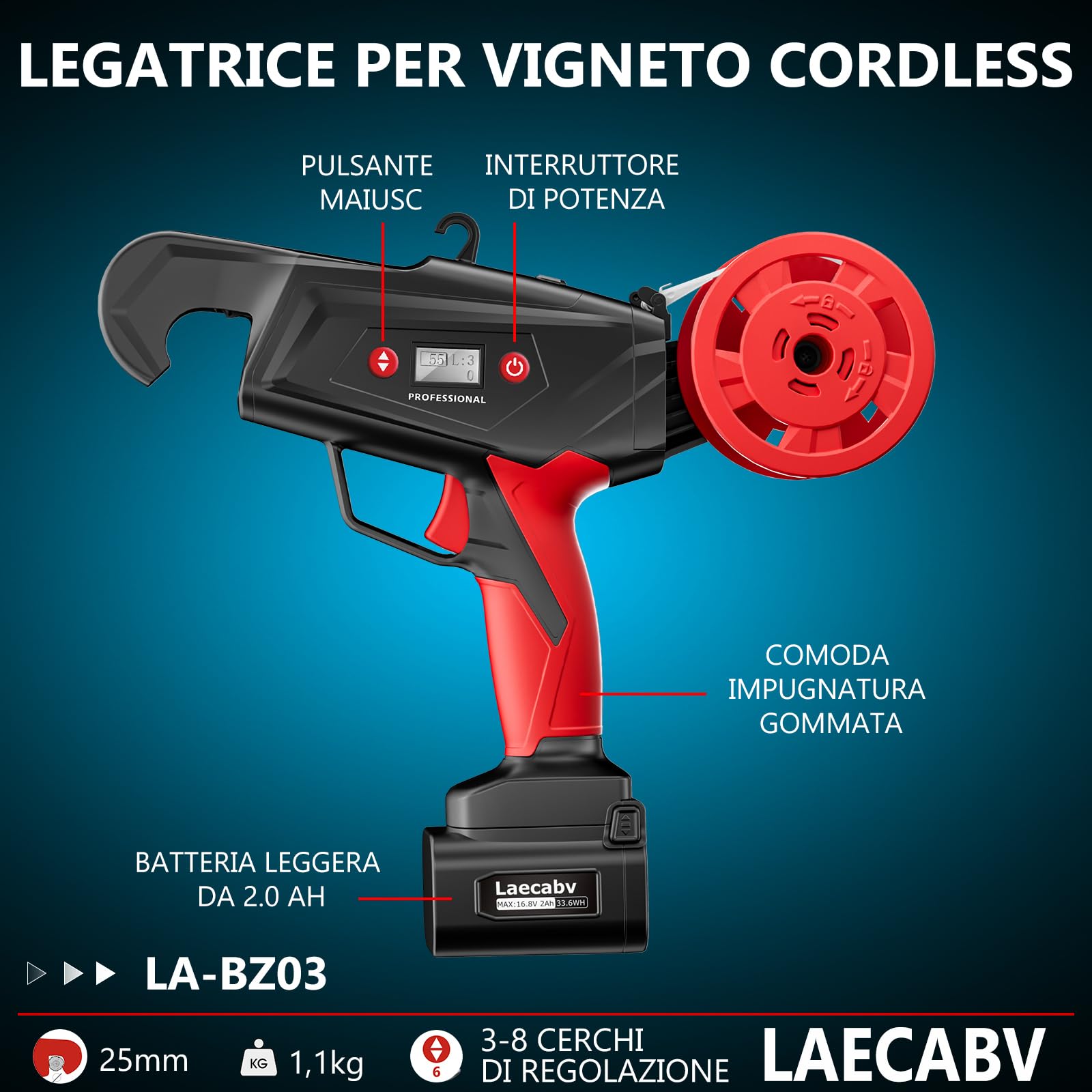 Bobine Legatrice Piante Laecabv - 6 Rotoli Da 90m, Per Vigneto E Orto, Materiale PE Con Anima Ferro - Foto 5