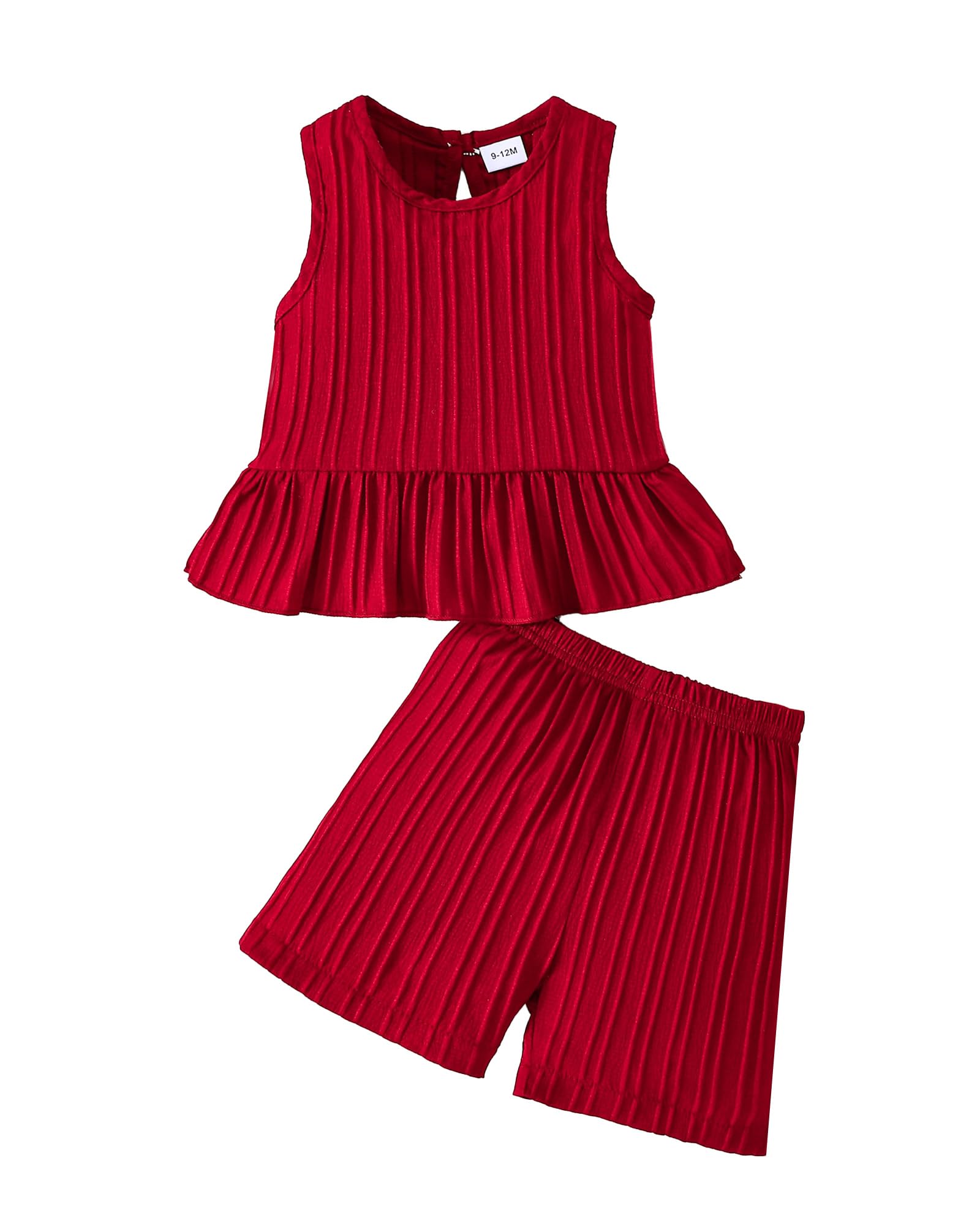 Weebaby Toddler Girl Clothes Baby Summer Outfits Sleeveless Halter Top Ruffle Short Set Cute Kids Clothes Girls