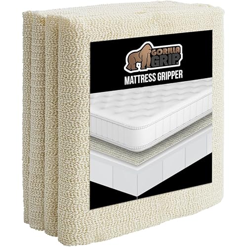 GORILLA GRIP Non Slip Mattress Gripper, Prevents Mattresses from Sliding and Holds Bed in Place, Pad Grips Beds, Sofa, Couch, Chair Cushions and Helps Keep Topper from Slipping, Easy Trim Pads, Queen