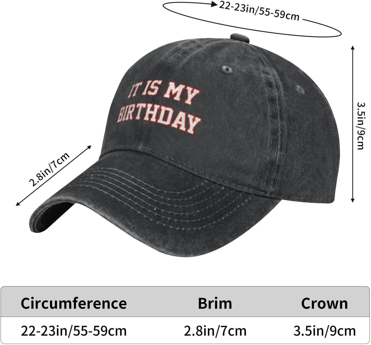 Happy Birthday Baseball Cap, Washed Denim Hat Adjustable Sports Hats for Birthday Party Men Women - Image 2