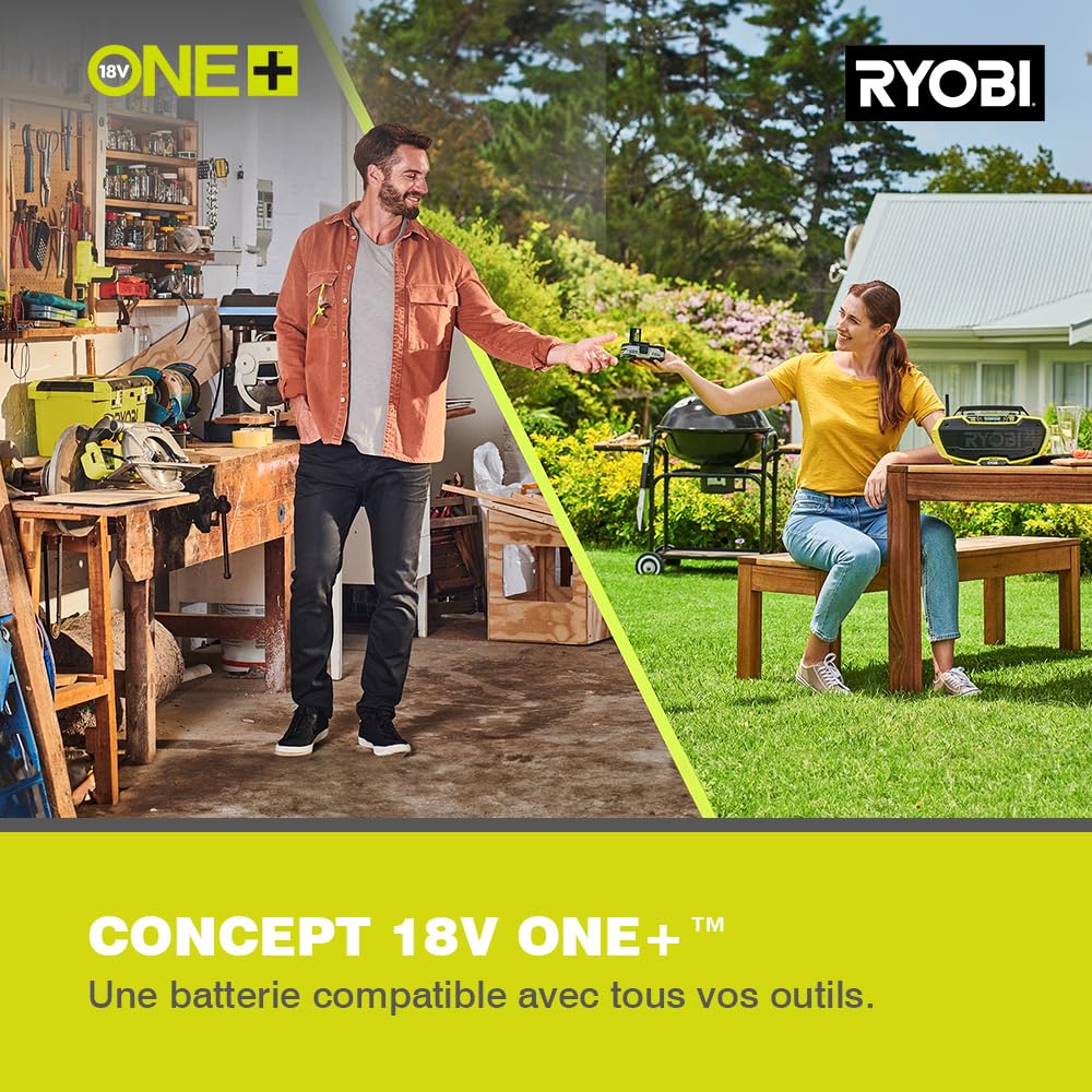 RYOBI - Pistolet à Cartouche Sans Fil 18V ONE+ RCG18-0 – Débit Réglable, Pression Jusqu’à 2 225 N, Pour cartouche : 310 mL, Idéal Silicone, Mastic et Colle – Travaux Précis – Batterie Non Incluse