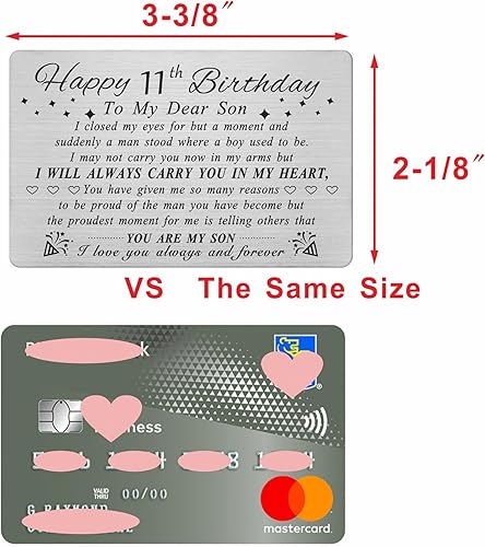 Miniatura 7 de DEGASKEN Tarjeta de cumpleaños de hijo para adulto, ideas de regalos de feliz cumpleaños para hijo, única, tarjeta de cartera grabada de acero