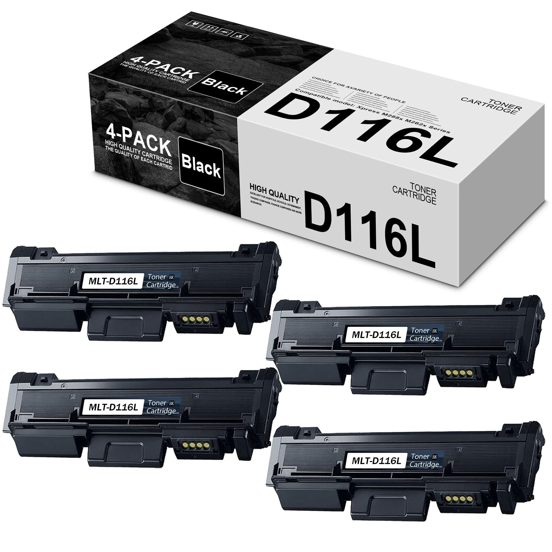 ASTBIN Compatible D116L MLT-D116L SU832A Toner Cartridge Replacement for Samsung Xpress M288x M287x M262x M267x Series M2825DW M2825WN Printer (Black,4-Pack)