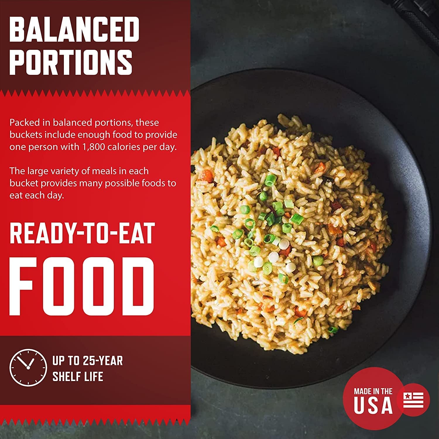 ReadyWise Emergency Food 3-Month Supply, Freeze-Dried Survival Food for Emergencies, Breakfast, Lunch, and Dinner, 6 Buckets, 25-Year Shelf Life, 894 Servings Total : Tools & Home Improvement