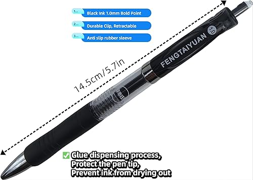 Miniatura 2 de Fengtaiyuan AD10P18x6, bolígrafos de tinta de gel, tinta negra, punta gruesa de 0.039 in, bolígrafos de escritura, suaves, paquete de 6