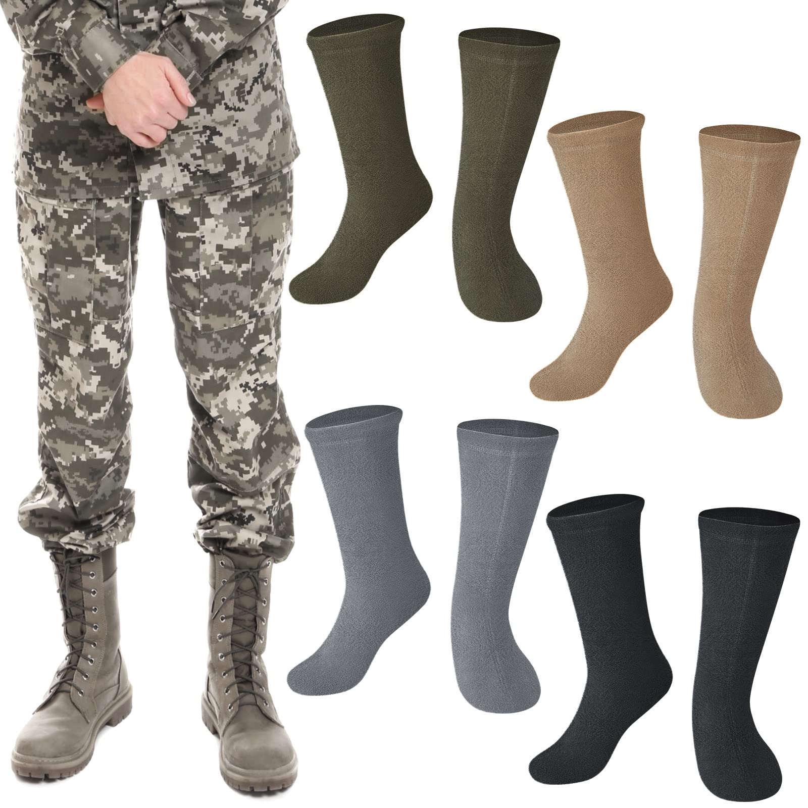4 Pairs Military Winter Warm Boot Liner Socks Fleece Boot Socks for Women Men for Sport Outdoor Hunting