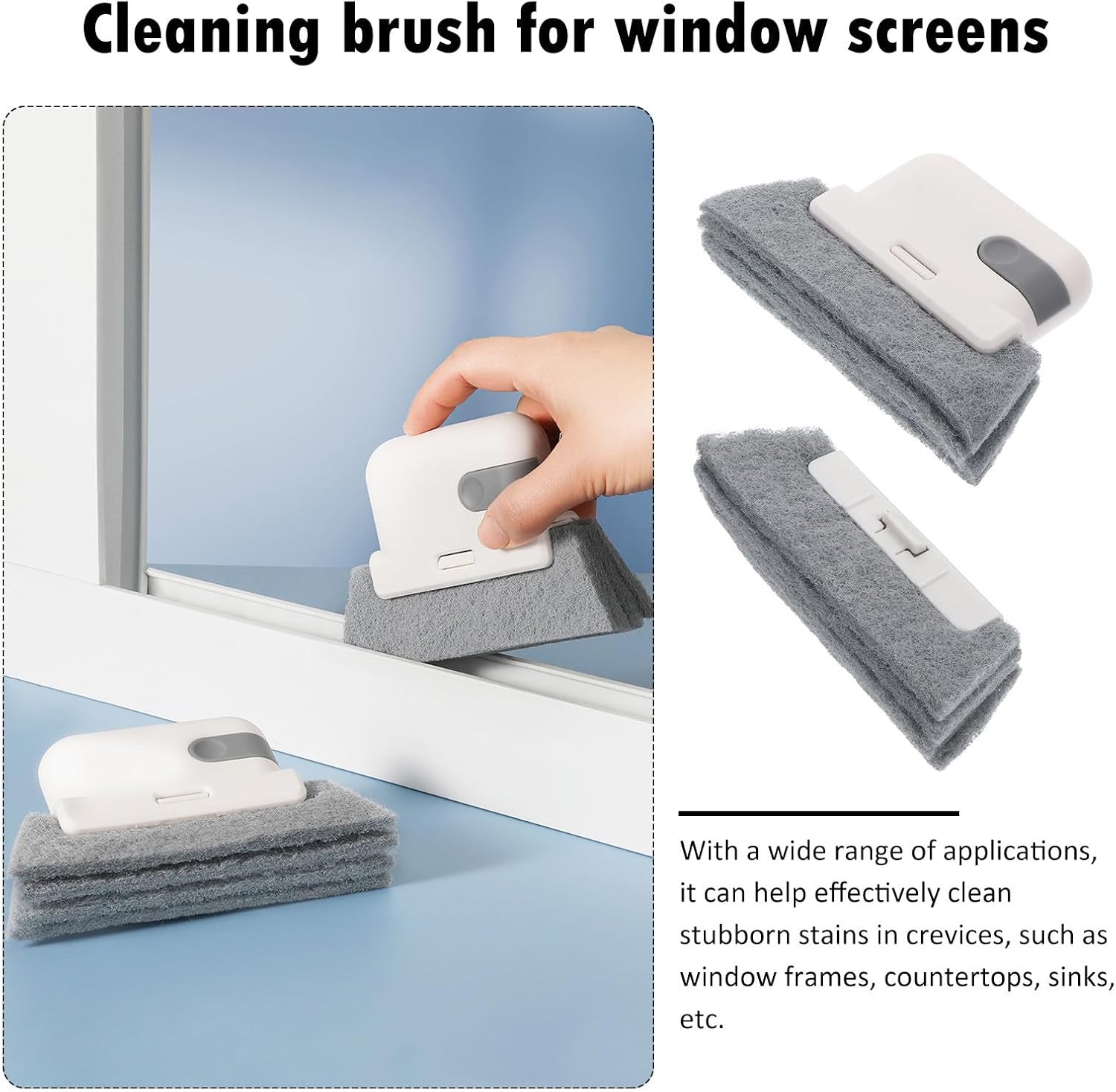 Window Slot Brush for Deep Cleaning Window Tracks and Corners Easy to Hold with Sturdy Pp Material and Replacement Brush Head