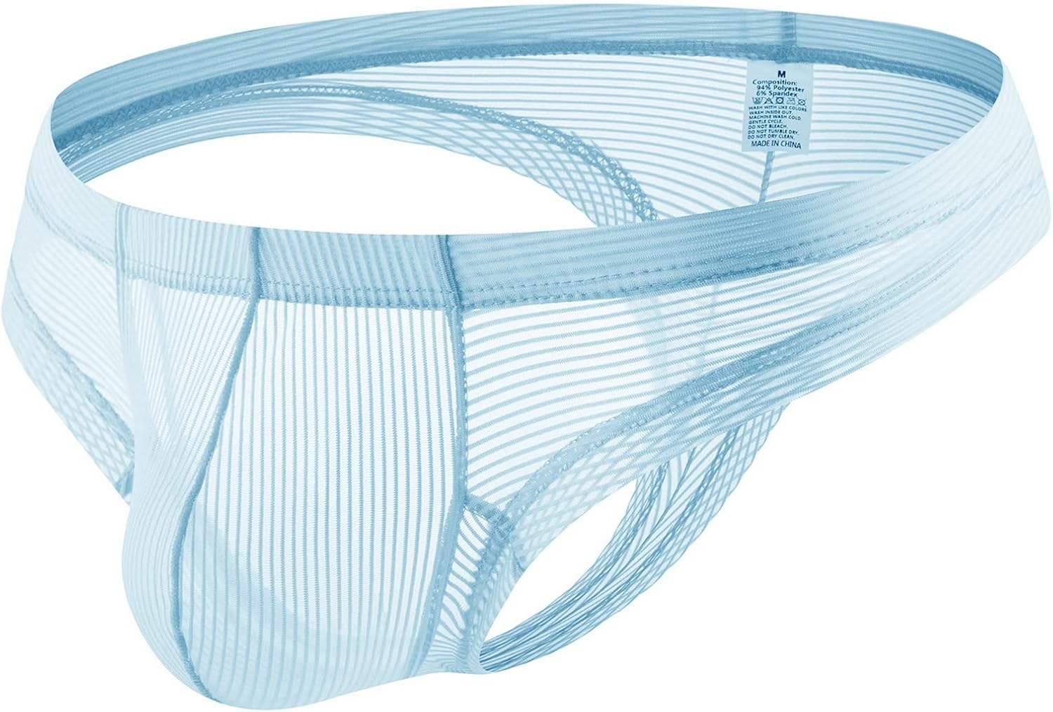Faringoto Herenondergoed, mesh, lage taille, ondergoed voor heren, slips, ademende billenliftende bikini, Lichtblauw, XL