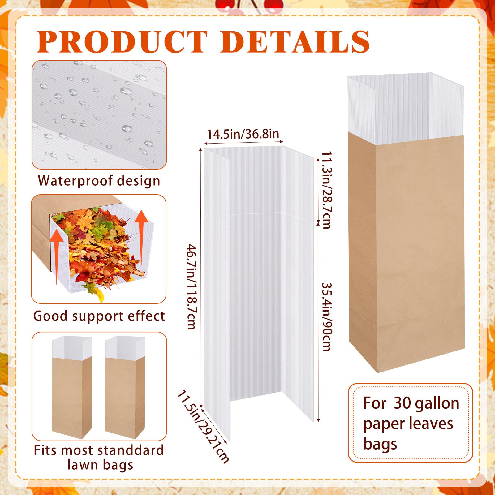 Tioncy 2 soportes para bolsas de hojas de papel para césped y hojas, soporte reutilizable para bolsas de césped, fácil de doblar, para recoger hojas, barrer y recoger desechos del patio