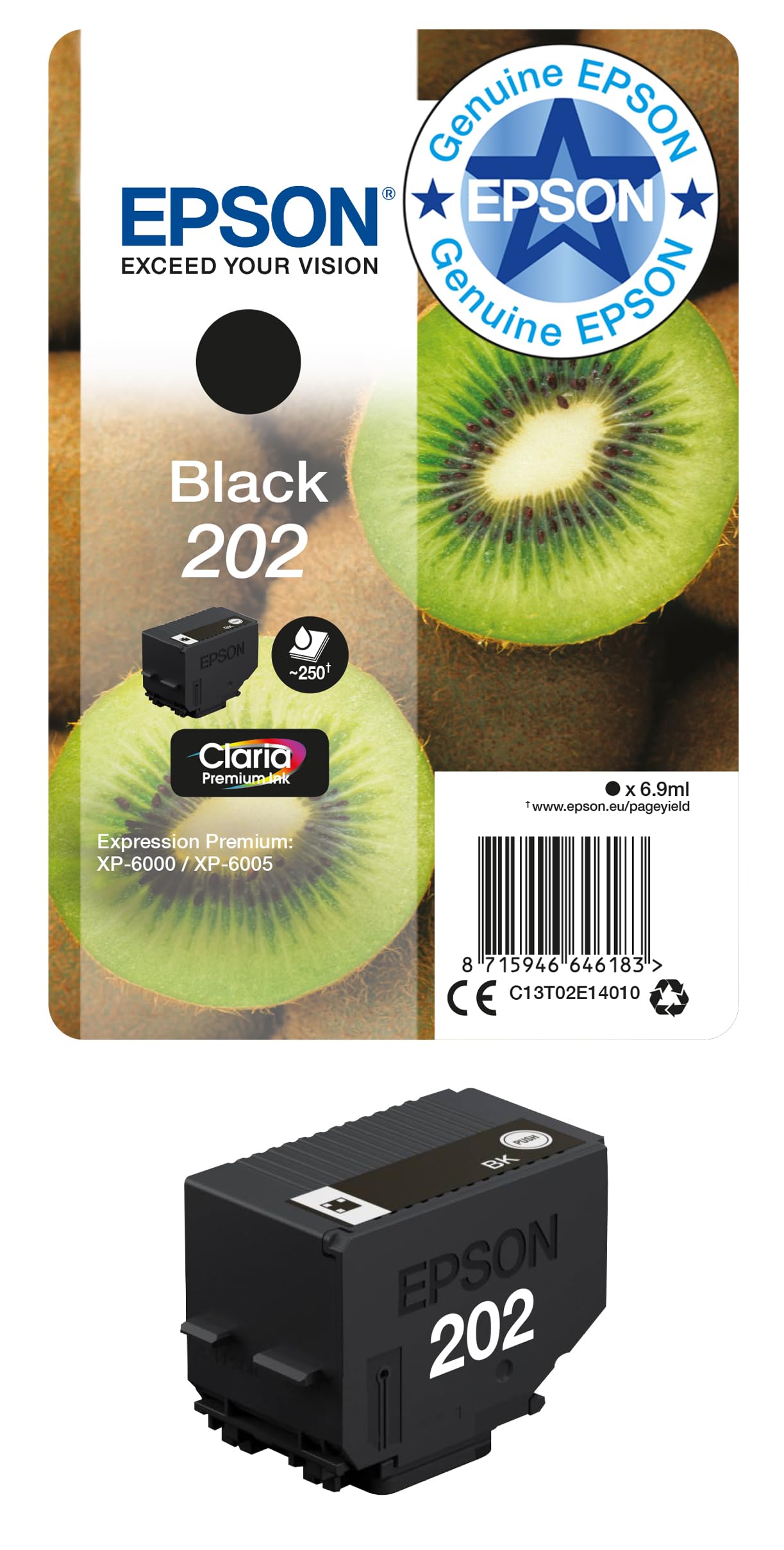 Epson202 Black Kiwi Genuine, Claria Premium Ink Cartridge